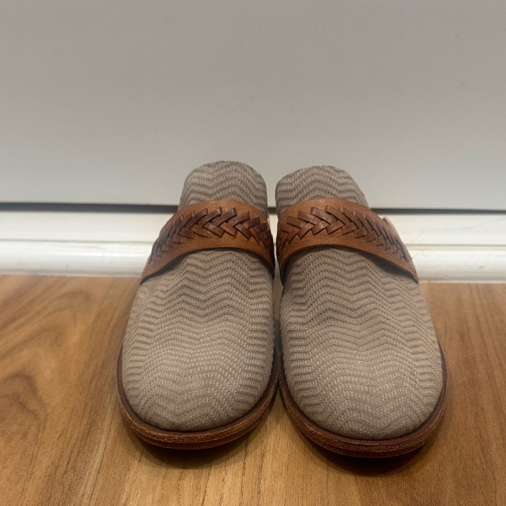Kork-Ease Beige Loafer Slip-On Mules with Brown Braided Strap - Picture 2 of 5